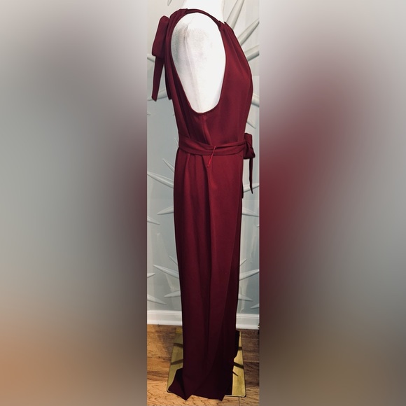 Trina Turk SZ 8 NWT burgundy “Azar Jumpsuit”. Bust 42”/PTP 21” flat/waist 40” - Picture 3 of 7